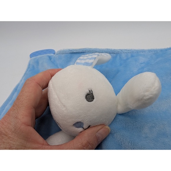 Modern Baby Rabbit Plush Rattle Blue Security Blanket - Picture 3 of 8